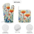 thumbnail image 4 of Watercolor Wildflowers Oven Mitt And Pot Holder Set Oven Glove for Kitchen Baking Cooking Grilling, 4 of 6