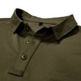thumbnail image 6 of WREESH Men's Business Casual Henley Shirts Faddish Short Sleeve Turn-Down Collar Button Shirt a Solid Color Pullover for Sophisticated Style Olive Green, 6 of 6