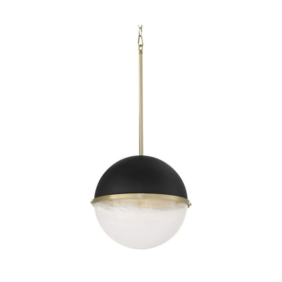 Quorum International 82-14 Sunset 15" Wide Pendant - Textured Black w/ Aged Brass