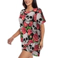 thumbnail image 5 of Sigee Skull and Roses for Sleepwear Casual Pjs with Pockets Women's Pajamas Sets Shorts 2 Piece Short Sleeve Lounge Sets Small, 5 of 9
