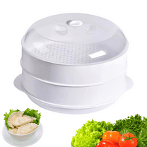 LUCKWEO Microwave Steamer - Plastic Vegetable Steamer, Kitchen Microwave Cooke,Microwave Steamer for Vegetables,Microwave Steamer for Cooking with Lid, Healthy Cooking Quick Fast (2 Tier)