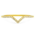 thumbnail image 3 of Dazzlingrock Collection Round White Diamond Wedding Stackable Guard V Chevron Band for Women (0.10 ct, Color I-J, Clarity I2-I3) in 14K Yellow Gold, Size 7, 3 of 5