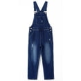 thumbnail image 2 of KIDSCOOL SPACE Big Boys Denim Overalls,Ripped Holes Elastic Band Inside Jeans Workwear,Blue,9-10 Years, 2 of 8