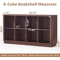 thumbnail image 2 of Joaxswe 52" Wood Horizontal 8-Cube Bookshelf, Farmhouse Long Bookcase, Low Wide Shelf for Under Window, Walnut, Office, Bedroom, Living Room, 2 of 8