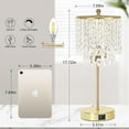 thumbnail image 3 of Crystal Table Lamp Set of 2, 3-Way Dimmable Nightstand Lamp with 2 USB Charging Ports, Gold Bedside Lamp for Bedroom, Touch Lamp with Elegant Shade for Living Room, B11 LED Bulb Included, 3 of 12