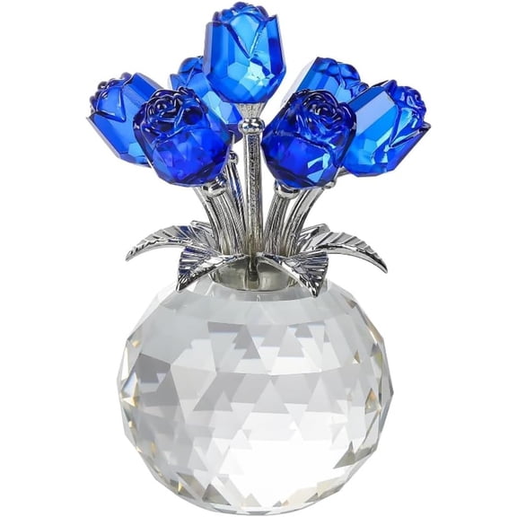 2026 New Crystal Colorful Rose Flower Collectible Figurine with Vase, Elegant Glass Roses Home Decoration, Decorative Keepsake for Valentine’s Day, Anniversary,Birthday Gifts