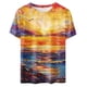 thumbnail image 4 of Camisas gráficas Penkiiy para mujer Nueva impresión de cuello corto de manga corta Casual Top 2XL Multicolor, 4 of 6