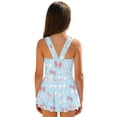 thumbnail image 2 of COEQINE Girls One Piece Swimsuit with Attached Liner, Scoop Neck V-Back Swim Dress for Swim Lessons, Polyester Spandex Bathing Suit for Girls 3-4 Year Olds, Pink White Bow Heart, 2 of 8
