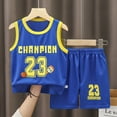 thumbnail image 2 of Kaprioy Baby Toddler Boy Outfits Clothes Summer Kids Basketball Performance Tank Top Short Sleeve Shirt Shorts Set, 2 of 4