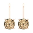 thumbnail image 3 of 3 ct Lever-Back Drop Dangle Earrings for Women | 7.5mm Round Cut Yellow Moissanite | 18K Rose Gold, 3 of 5