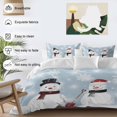 thumbnail image 3 of Christmas Winter Snowman Bedding Duvet Cover Set Full Size 4 Pieces Snowflake Shovel Snow Xmas Blue Bedding Set with Zipper Closure, 1 Comforter Cover 86x86 Inches 1 Flat Sheet & 2 Pillow Cases, 3 of 7