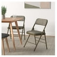 thumbnail image 2 of Pack of 2 (Fabric/Vinyl) Steel Frame Metal Foam Padded Folding Chairs (Black, Gray, White) (2-Pack - Fabric Gray), 2 of 9