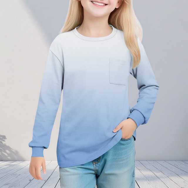 Cowsor Girl's Crew Neck Tie Dye Sweatshirts with No Hood Casual Color Block Long Sleeve Pullover Tops