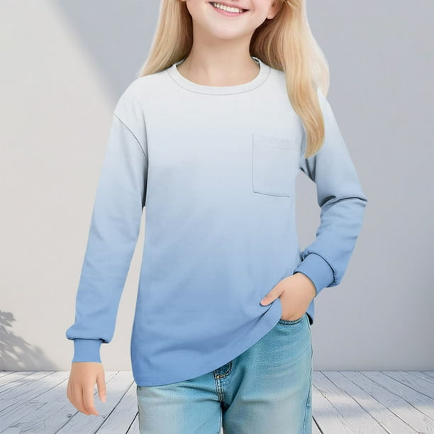 Cowsor Girl's Crew Neck Tie Dye Sweatshirts with No Hood Casual Color Block Long Sleeve Pullover Tops