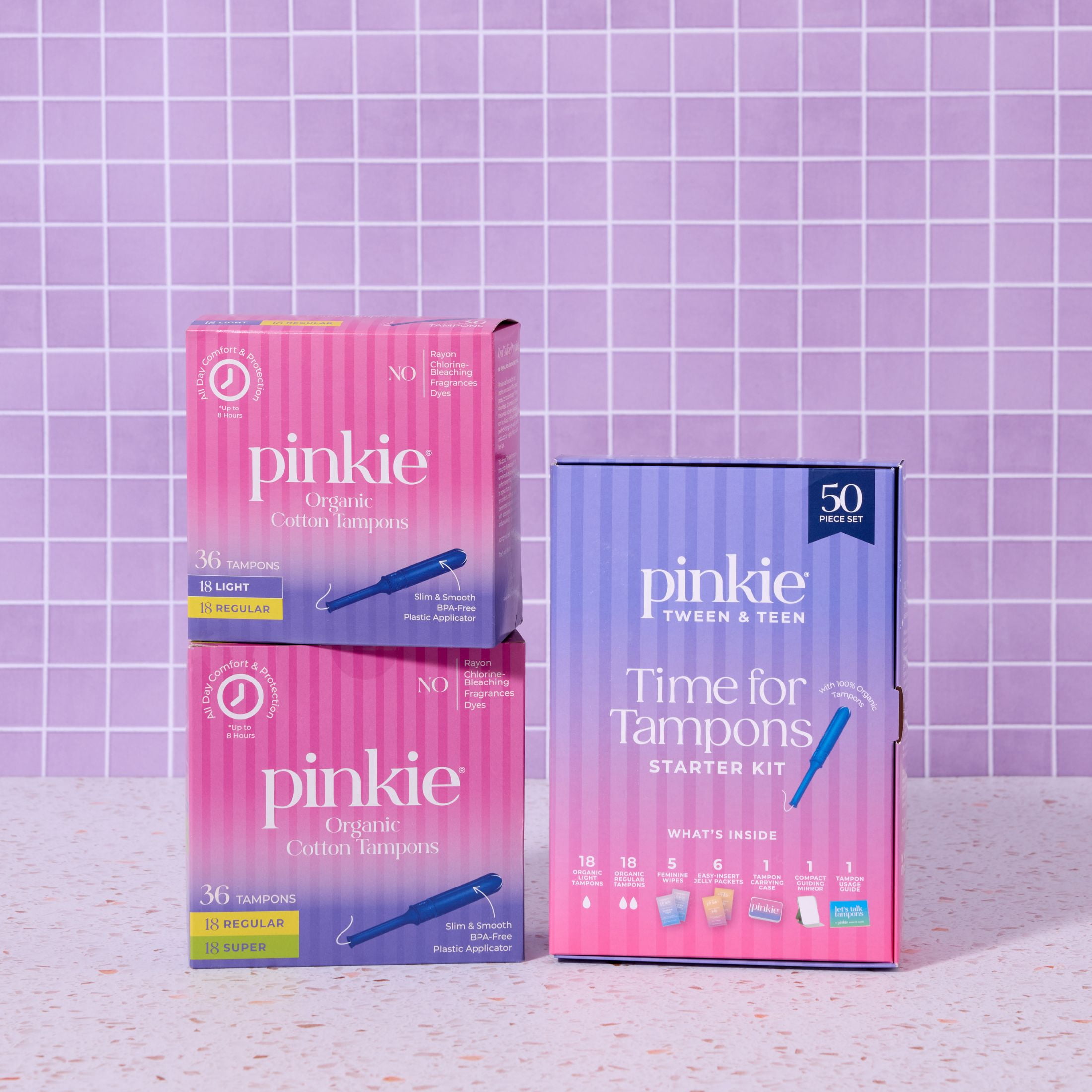 Pinkie, Organic Cotton, Time for Tampons Starter Kit (50 Piece)