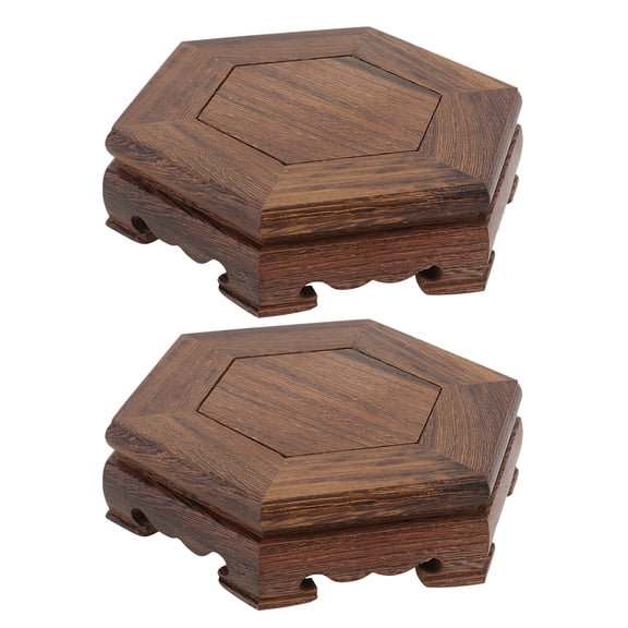 TABLZONE 2-Pack Brown Plant Pedestal Planter Stand for Indoor Outdoor Decoration