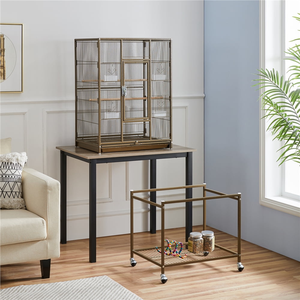 Alden Design 54" Metal Rolling Bird Cage with Detachable Stand, Palmer Green