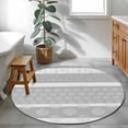 thumbnail image 3 of Farm Fruits Round Area Rug 3.3Ft Washable Circle Rugs for Dining Room Table, Watermelon Lemons Peach Strawberry Grey Striped Non-Slip Carpet Floor Mats Indoor Outdoor Carpet Runner Home Decor, 3 of 8
