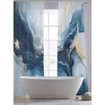 thumbnail image 6 of Navy Blue Marble Semi Sheer Window Curtains 84 Inches Long, Modern Abstract Ink Painting Rod Pocket Voile Silky Chiffon Curtain Light Filtering Drapes for Living Room, Kitchen, 52"x84", 2 Panels, 6 of 9