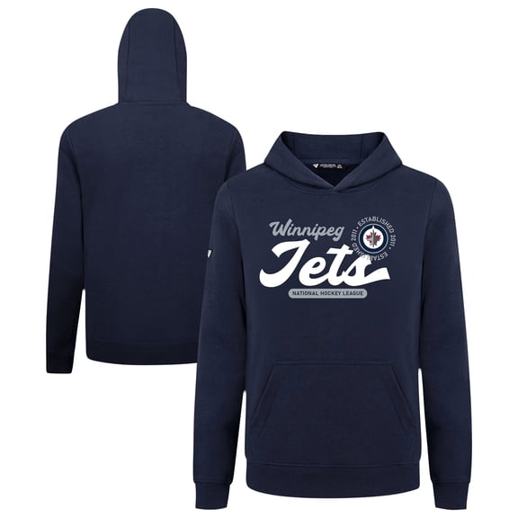 Youth Levelwear Navy Winnipeg Jets Podium Monument Pullover Hoodie