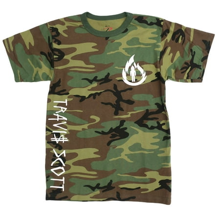 - Travis Scott, La Flame Logo, Camouflage T-Shirt (White Logo)