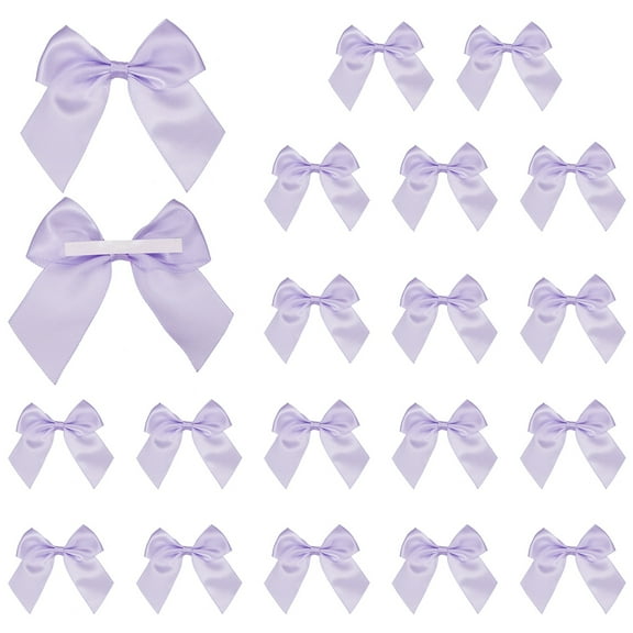 Uxcell Mini Bows Satin Ribbon Bows with Double-Sided Tape 3 Inch Fit for Wedding Party Decor (20 Pack, Violet)