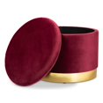 thumbnail image 2 of Baxton Studio Marisa Rouge Velours Rembourré Or Fini Pouf de Rangement, 2 of 8
