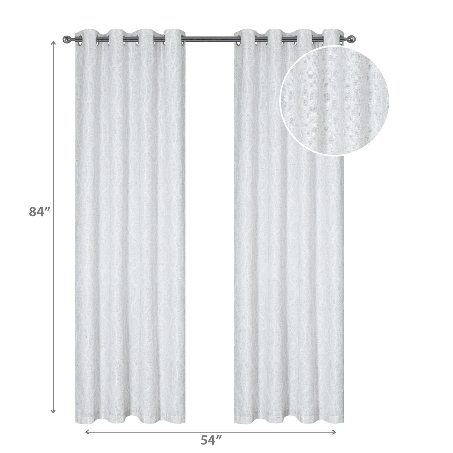 IH Casa Decor Jacquard Panel W 8 Grom Tilde Gray 84" - Ensemble De 2