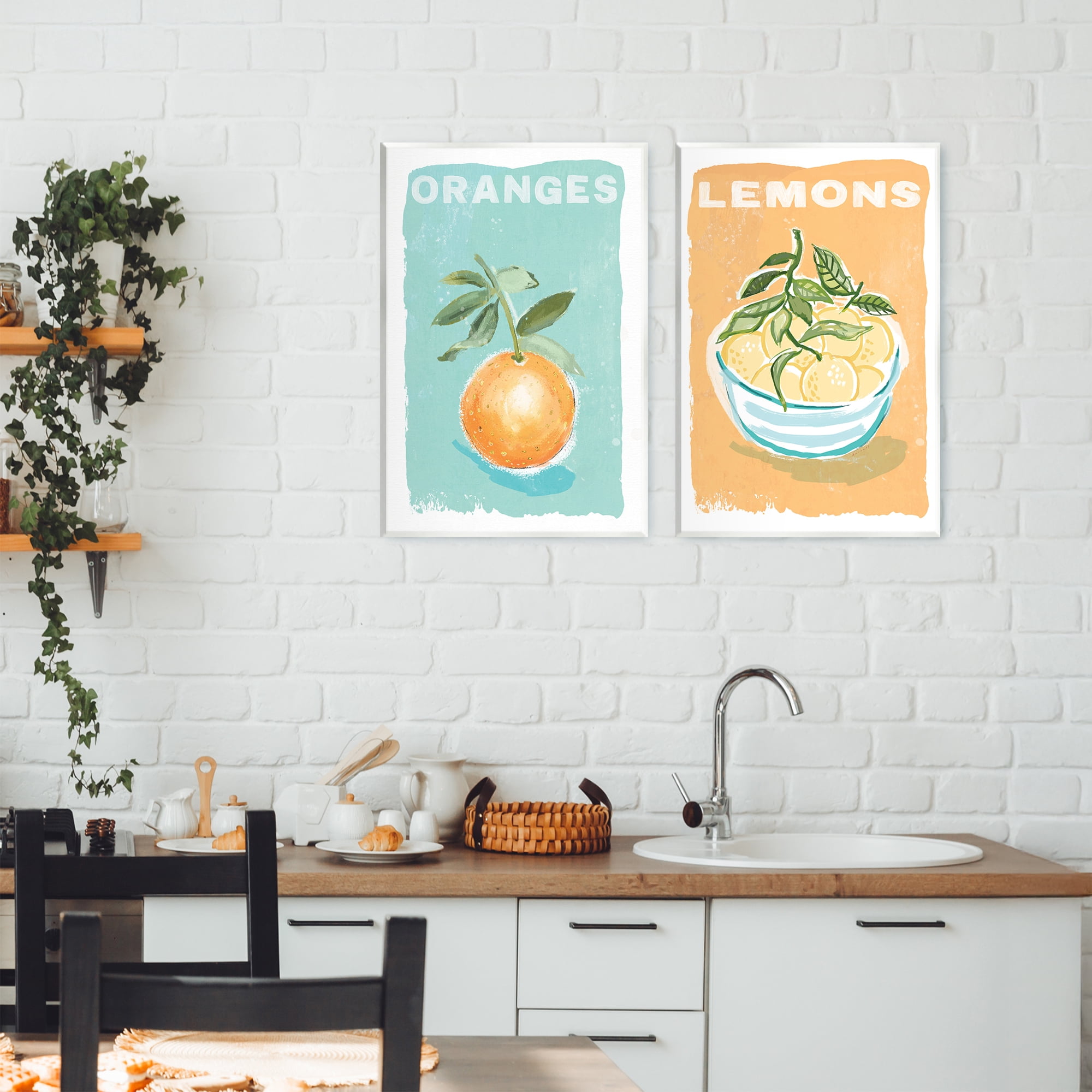 Stupell Industries Citrus Twist Motif 2 Piece Wall Plaque Art Set, design by Chad Barrett