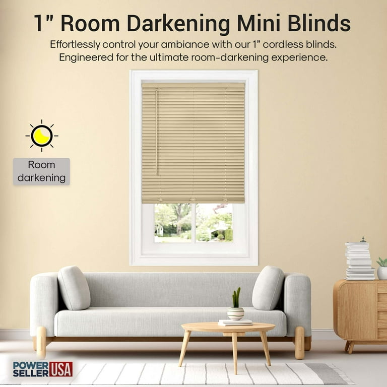 PowerSellerUSA 1 Slats Cordless Window Blinds, 72L x 27W Inches Solid  Pattern Light Filtering Vinyl Indoor-Outside Ceiling Mount Mini Blind,  Manual