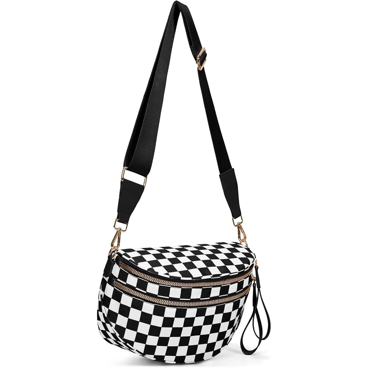 Luxury Checkered Crossbody Bag,Spacious Bum Bags for Women Nylon Crossbody Fanny Packs Checkered Purse Belt Wallet