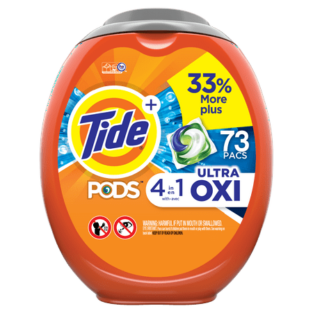 Tide PODS Ultra Oxi Liquid Laundry Detergent Pacs, 73