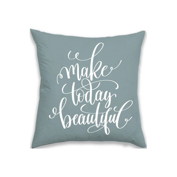 MORGAN HOME Typography Teal Printed 18 x 18 in Decorative Pillow