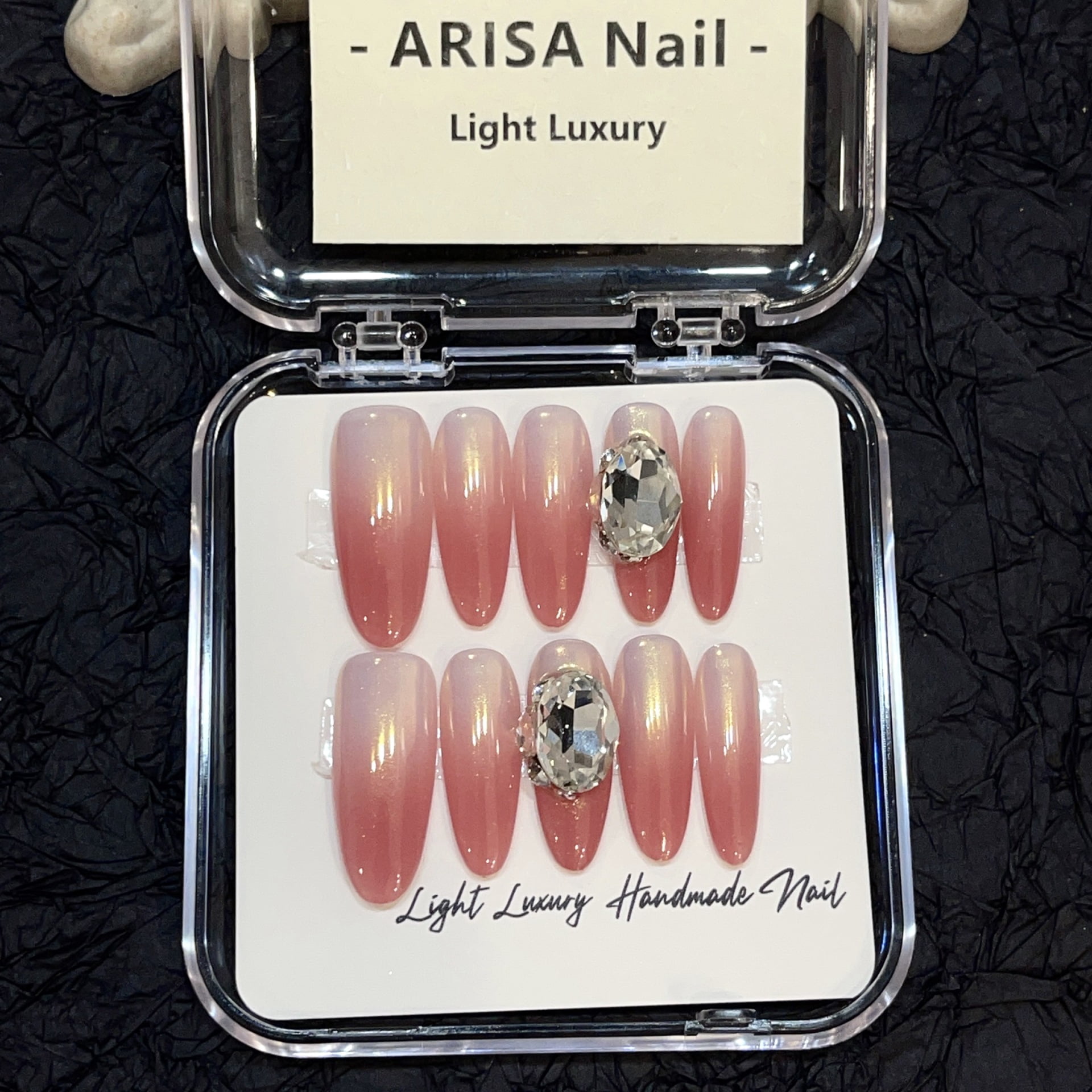 [Original real shot] Spray gun Aurora powder K9 white diamond ball hand-worn nail piece light luxury pure handmade high-quality nail control