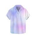 thumbnail image 2 of Yanghang Tops Men Breathable Men's T-Shirt Men's Gradient Printing Button Casual Short Sleeve Turndown Collar Blouse Shirt Summer Shirts For Men, 2 of 5