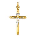 thumbnail image 1 of 14k 2 Tone Gold Round Tube Crucifix Pendant, 1 of 1