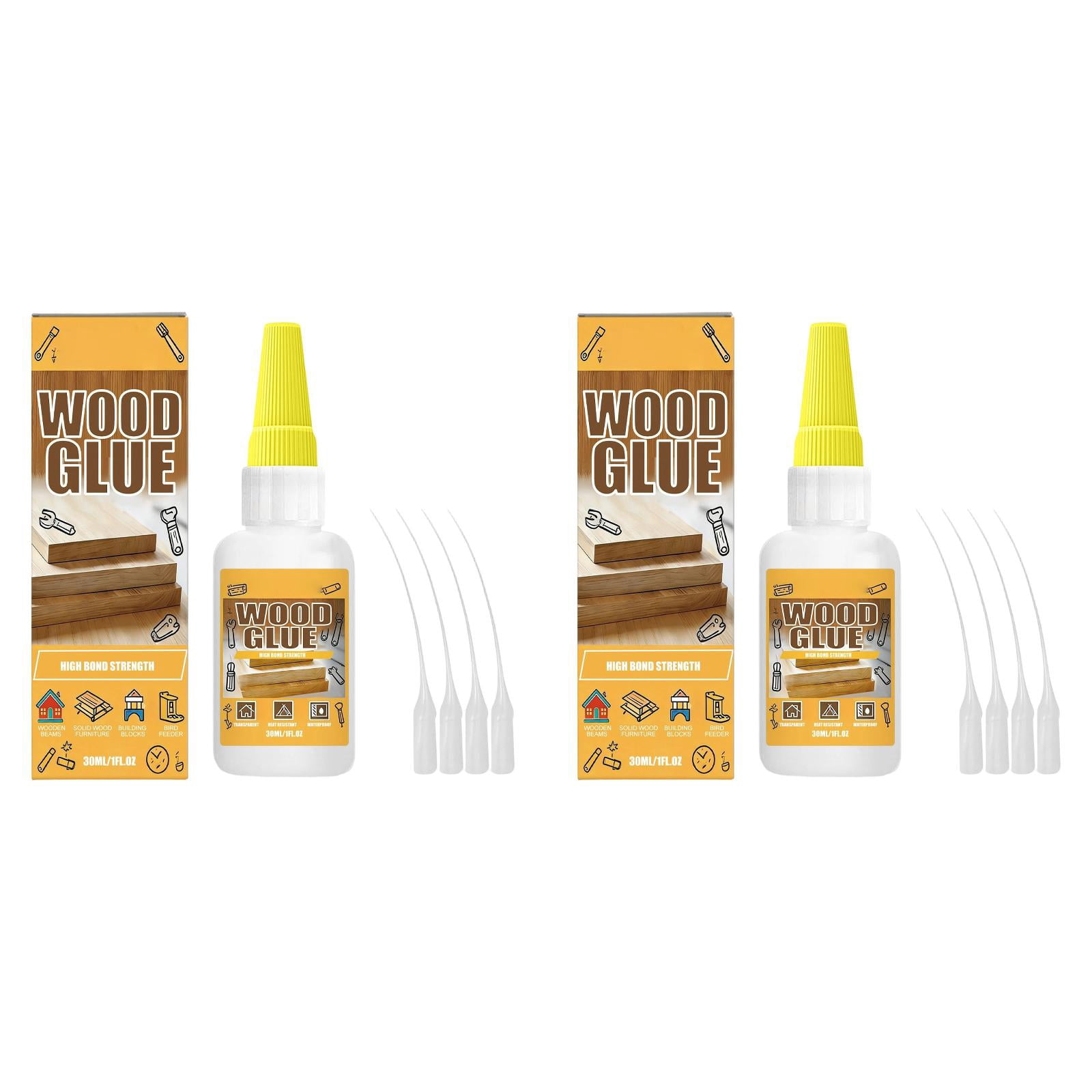 Strong wood glue transparent with precision tips, instant hold for woodworking
