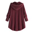 thumbnail image 2 of Womens Winter Jacket Plus Size Button Plush Tops Hooded Loose Cardigan Wool Coat Jacket Pink XXXXXL, 2 of 3