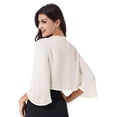 thumbnail image 2 of Vxuxlje Women Lightweight Solid Bolero Shrug 3/4 Sleeve Cropped Open Front Cardigan Shawl Champagne XL, 2 of 5