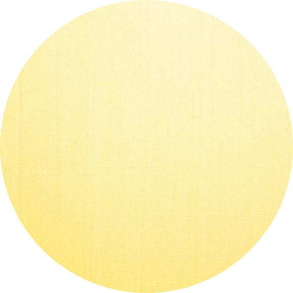 Ahgly Company Machine Washable Indoor Round Solid Yellow Modern Area Rugs, 6' Round