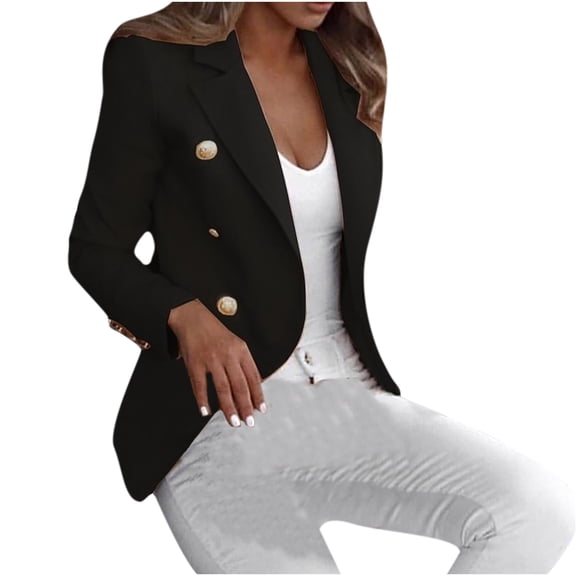 Tejiojio Jackets Clearance Women's Fashion Slim Fit Solid Color Small Suit Coat Leisure Office Suit Coat