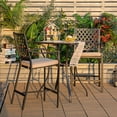 thumbnail image 2 of Costway 3 PCS Patio Bar Stool Square Table Bistro Set Cushioned Chairs Armrest, 2 of 9