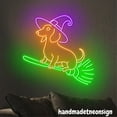 thumbnail image 2 of Handmadetneonsign Dachshund Witch On Broom Neon Sign, Dachshund Witch Led Sign, Dog Halloween Light 68820, 2 of 5