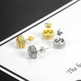 thumbnail image 4 of 14K Gold-Plated 5A+ Grade Cubic Zirconia Round Stud Earrings, Unisex, 4 of 6