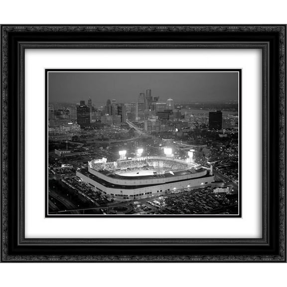 Old Tiger Stadium 2x Matted 24x20 Black Ornate Framed Art Print from the Stadium Series