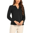 thumbnail image 1 of Blusa de Oficina Chic Inspire para Mujer de Manga Larga con Cuello en V Color Negro, 1 of 5