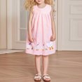 thumbnail image 2 of Robes pour Petites Filles Enfants Tout-Petits Filles Été Robe en Coton et Dentelle Manches Courtes à Volants Évasée Midi Décontractée Robes pour Bébé Rose 7 Ans-8 Ans, 2 of 6