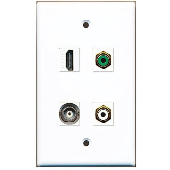 RiteAV - 1 Port HDMI 1 Port RCA White 1 Port RCA Green 1 Port BNC Wall Plate