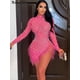 thumbnail image 2 of Kricesseen Luxury Rhinestones & Pearls Feather Mini Dress New Spring Women Sheer Mesh Sequins Short Party Dress Birthday OutfitsM Gao Jinjia LED, 2 of 2