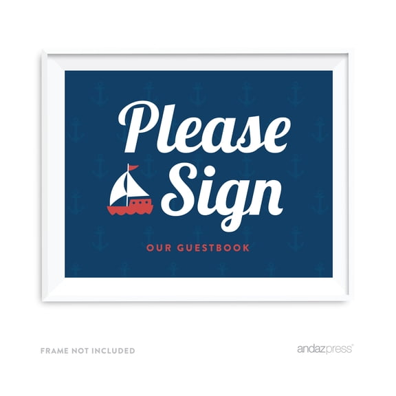 Sign Our Guestbook Nautical Ocean Adventure Wedding Party Signs